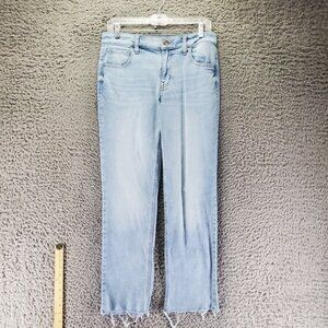 Maurices Jeans Women’s 6 Blue Skinny Straight Ankle Frayed Hem Stretch Denim